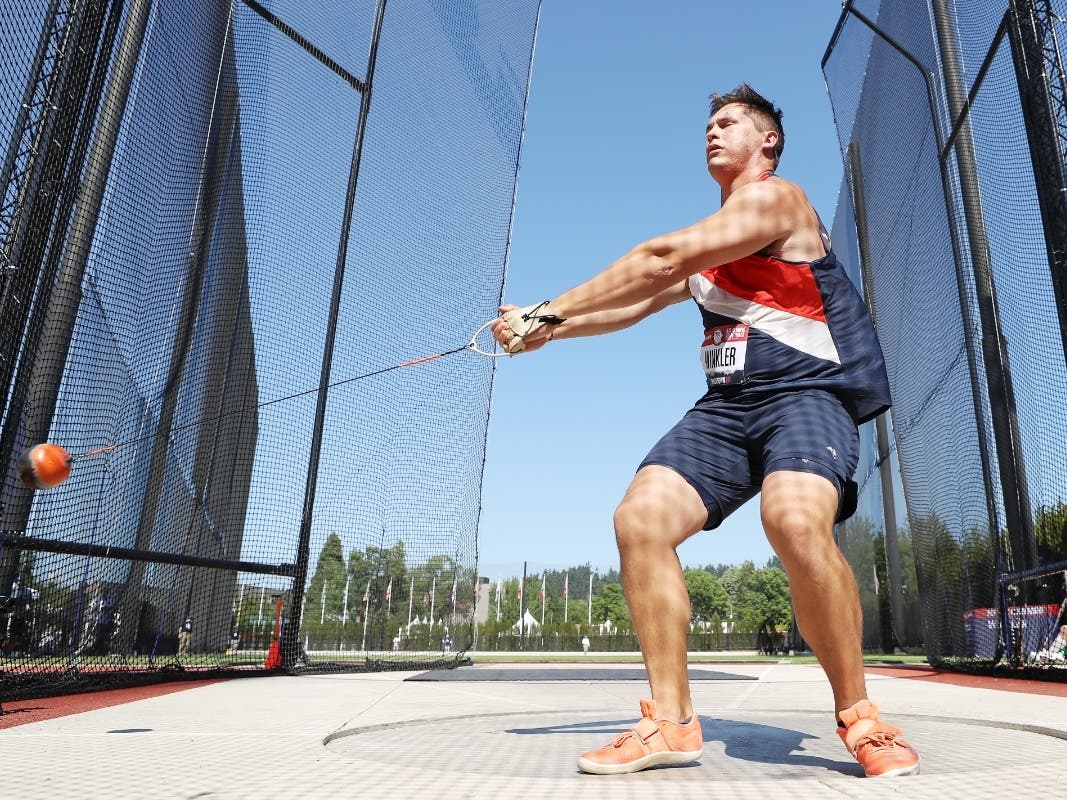 Former Rutgers thrower Rudy Winkler competes in the  hammer throw final on day three of the 2020 U.S. Olympic Track & Field Team Trials at Hayward Field in Eugene, Oregon.