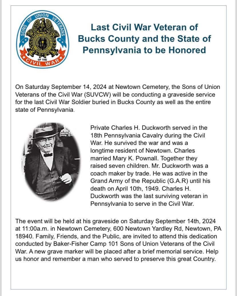 Last Civil War Soldier of Bucks County Ceremony