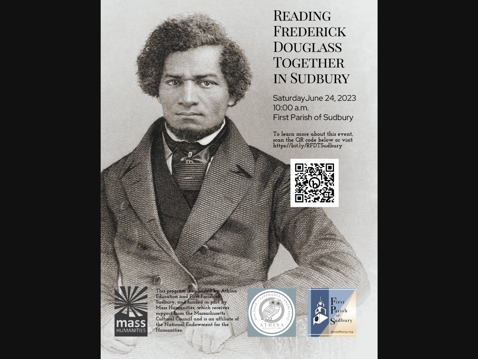 Reading Frederick Douglass Together in Sudbury 2023 Flyer