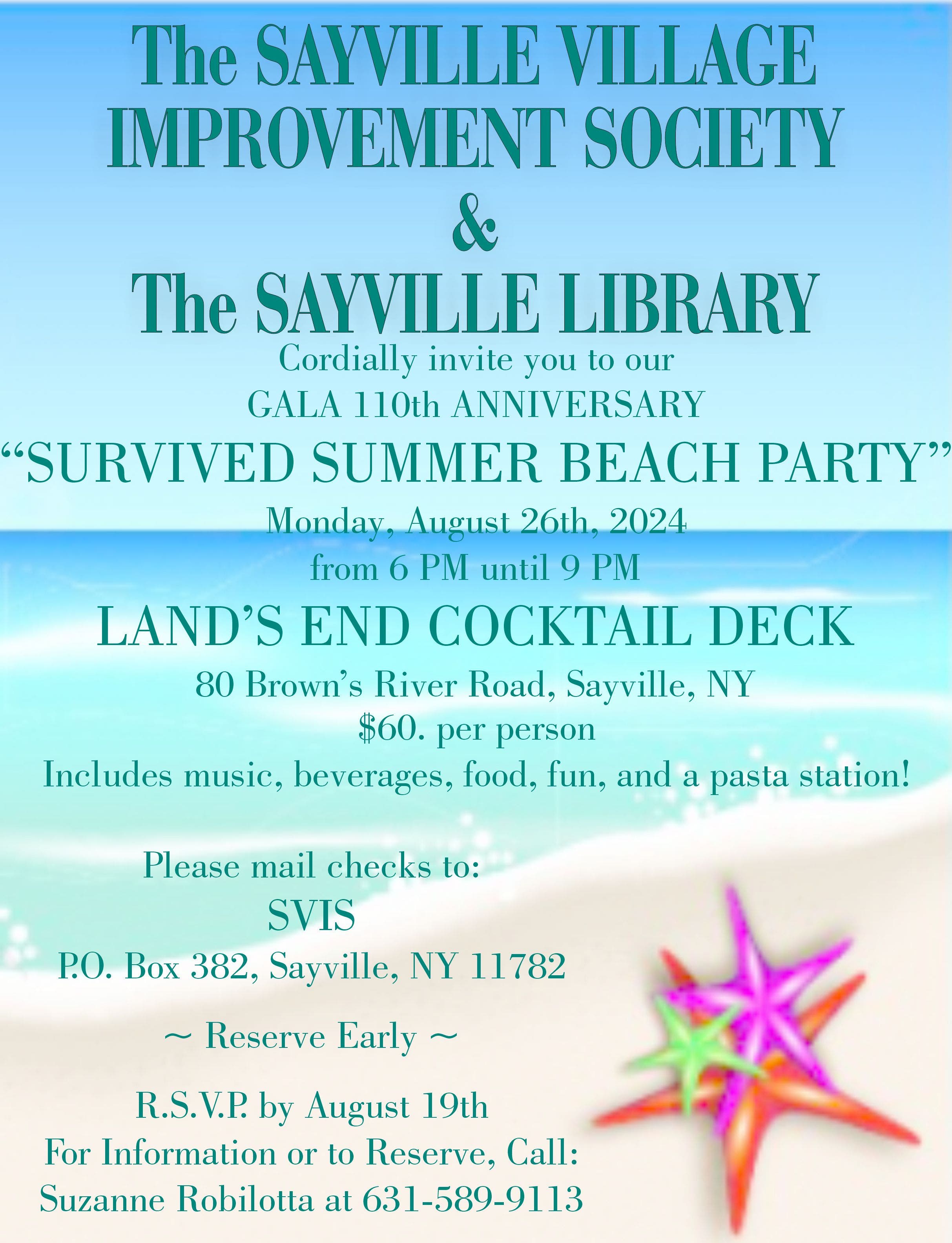 Sayville Village Improvement Society Beach Party