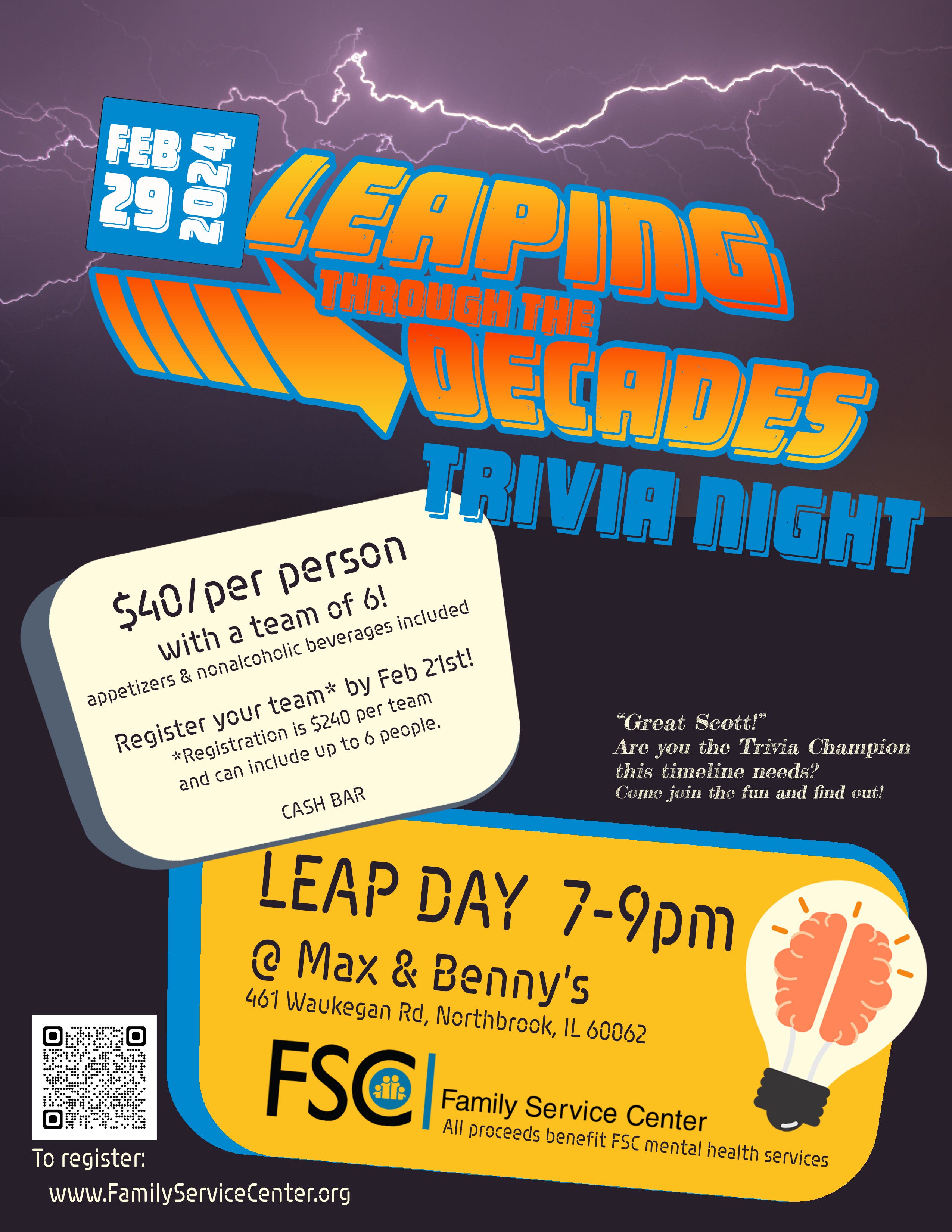 Don't Miss Trivia Night and Max and Benny's on February 29th!