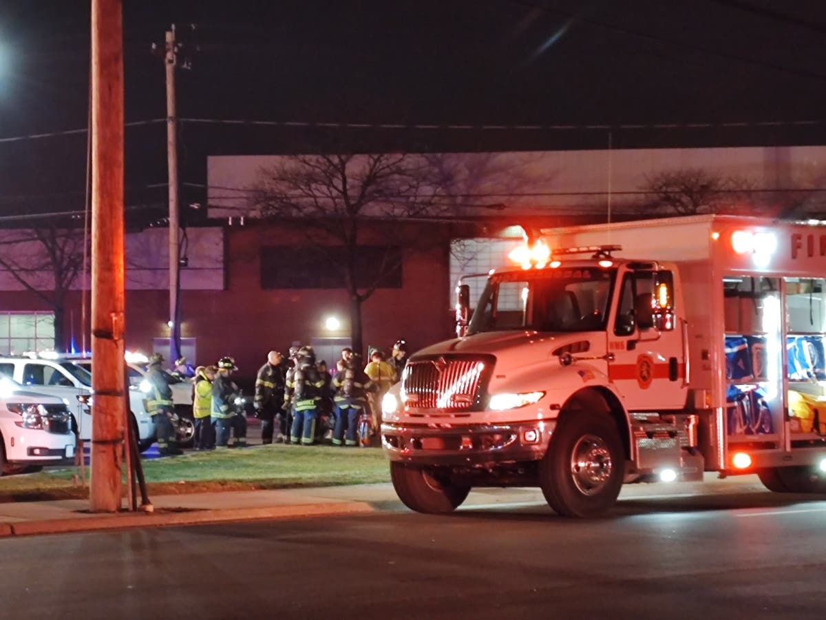 Firefighters worked to contain an ammonia spill at the Town of Oyster Bay Ice Rink in Bethpage, police said. 