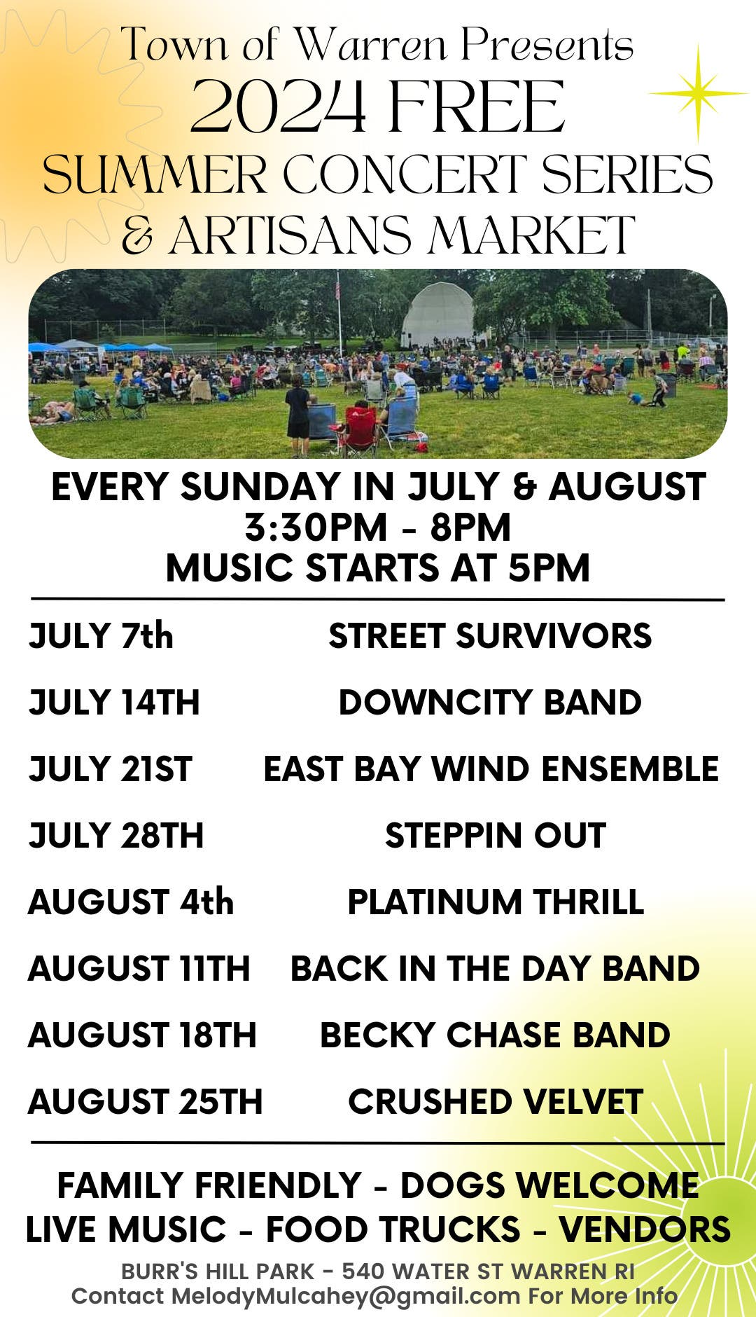 Free Outdoor Summer Concert Series and Artisans Market 