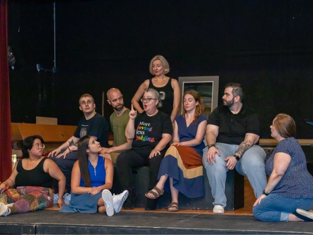 The show plays from June 14-23 at the Fellowship Hall of the Morristown United Methodist Church, and is led by senior pastor Luana Cook Scott (seated, in the black shirt) playing the role of Jesus. 