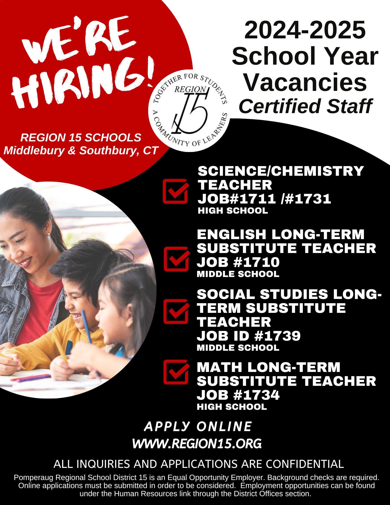 Regional School District #15 is Hiring!