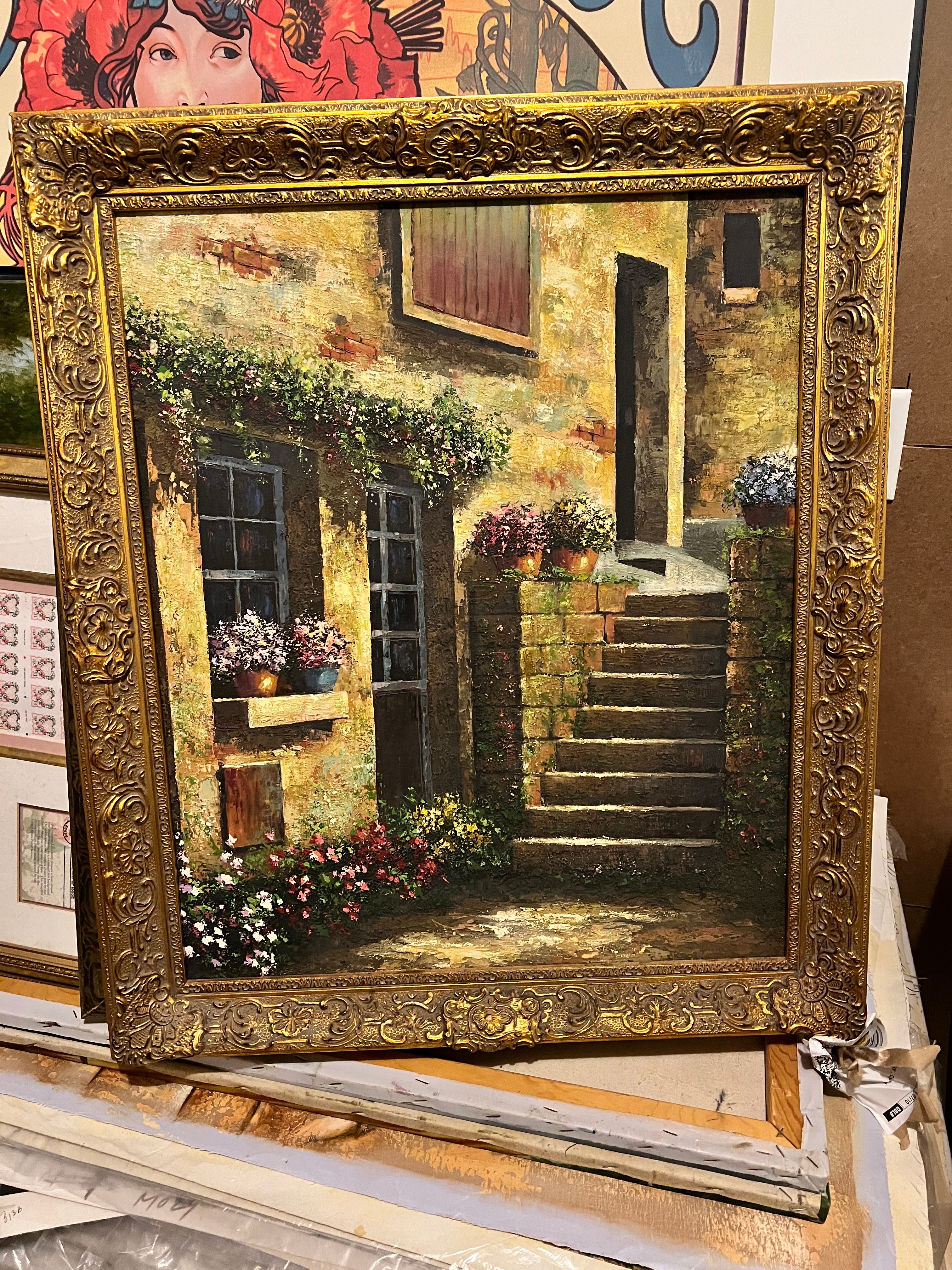 Oil painting in frame