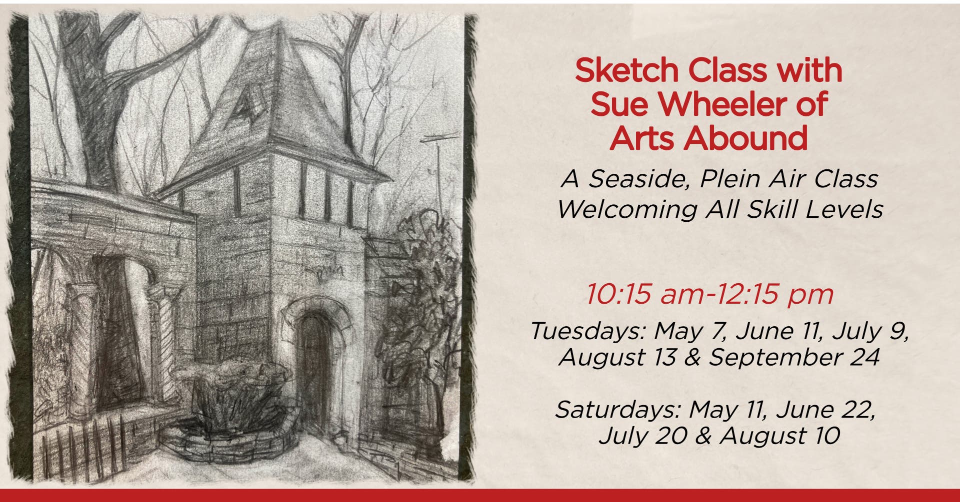 Plein Air Sketch Class with Sue Wheeler of Arts Abound at Hammond Castle Museum