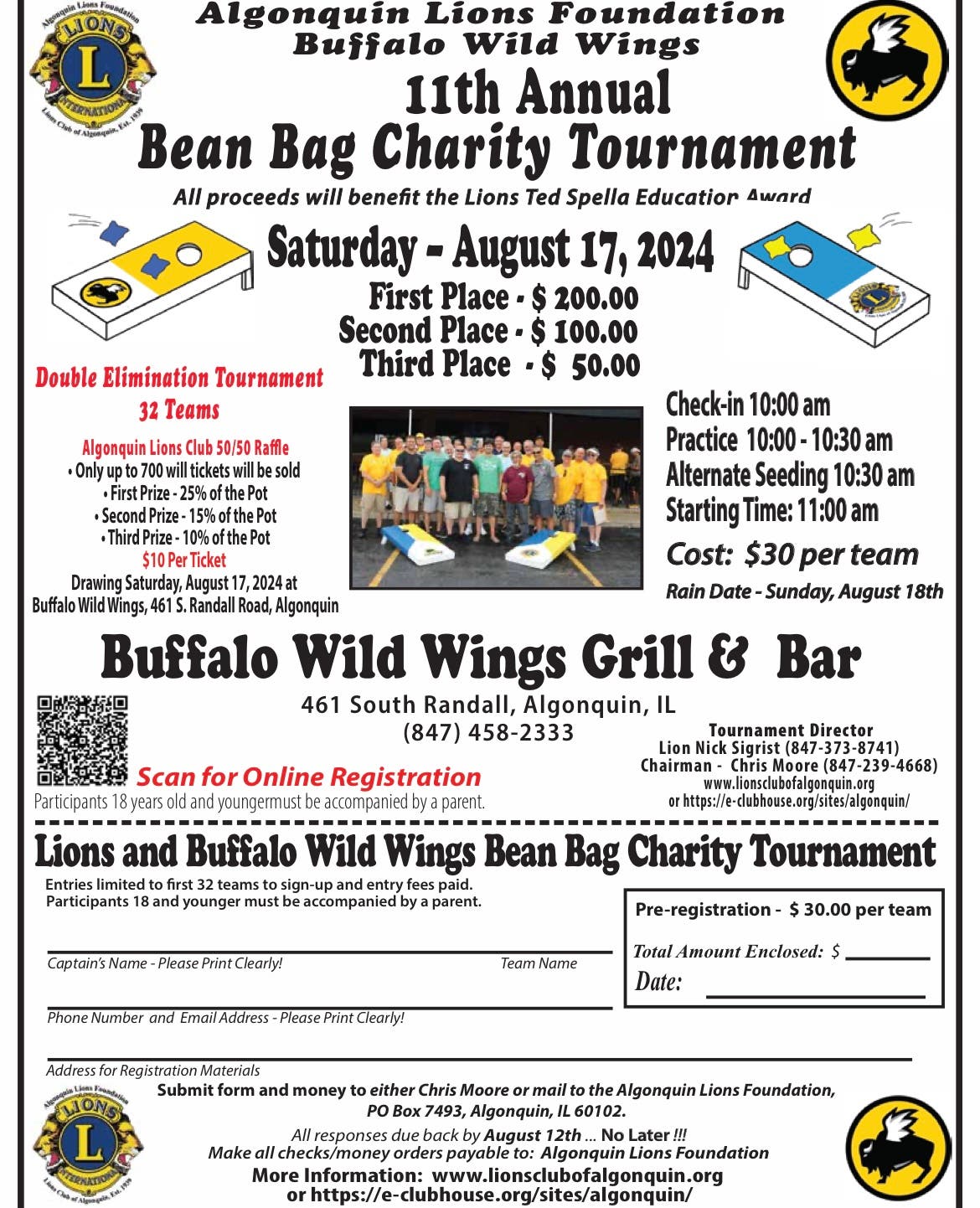 Algonquin Lions 11th Annual Bean Bag Charity Tournament 