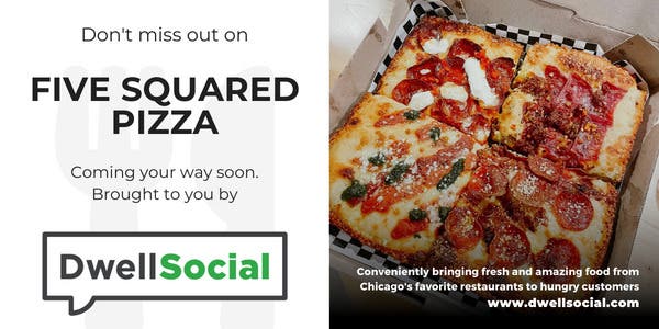 Artisan pizza with organic ingredients from Five Squared, coming on Wednesday! Order by noon day-of.