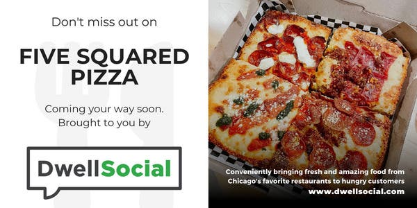 Artisan pizza with organic ingredients from Five Squared, coming on Wednesday! Order by noon.