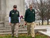 U.S Air Force veteran Rich Crosley of Lower Pottsgrove Township and Dan Shallow, a Vietnam veteran of Lansdale, lay a wreath Friday morning in honor of Veterans Day.