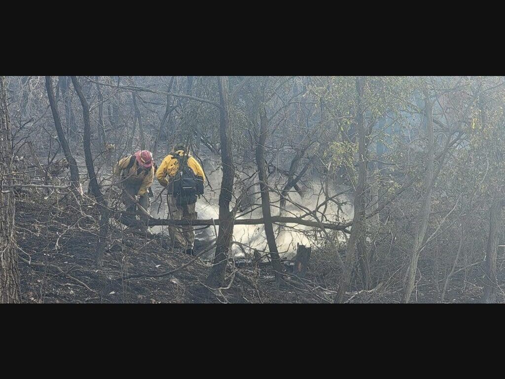 Firefighters work to mop up hot spots at the Bovee Fire, which blackened more than 18,000 acres in and near the Nebraska National Forest at Halsey. 