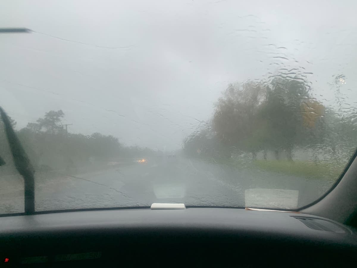 Rain pouring down in Lakehurst on April 30.