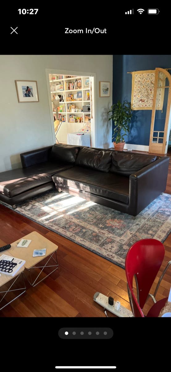 Custom made brown mid century mod couch with chaise