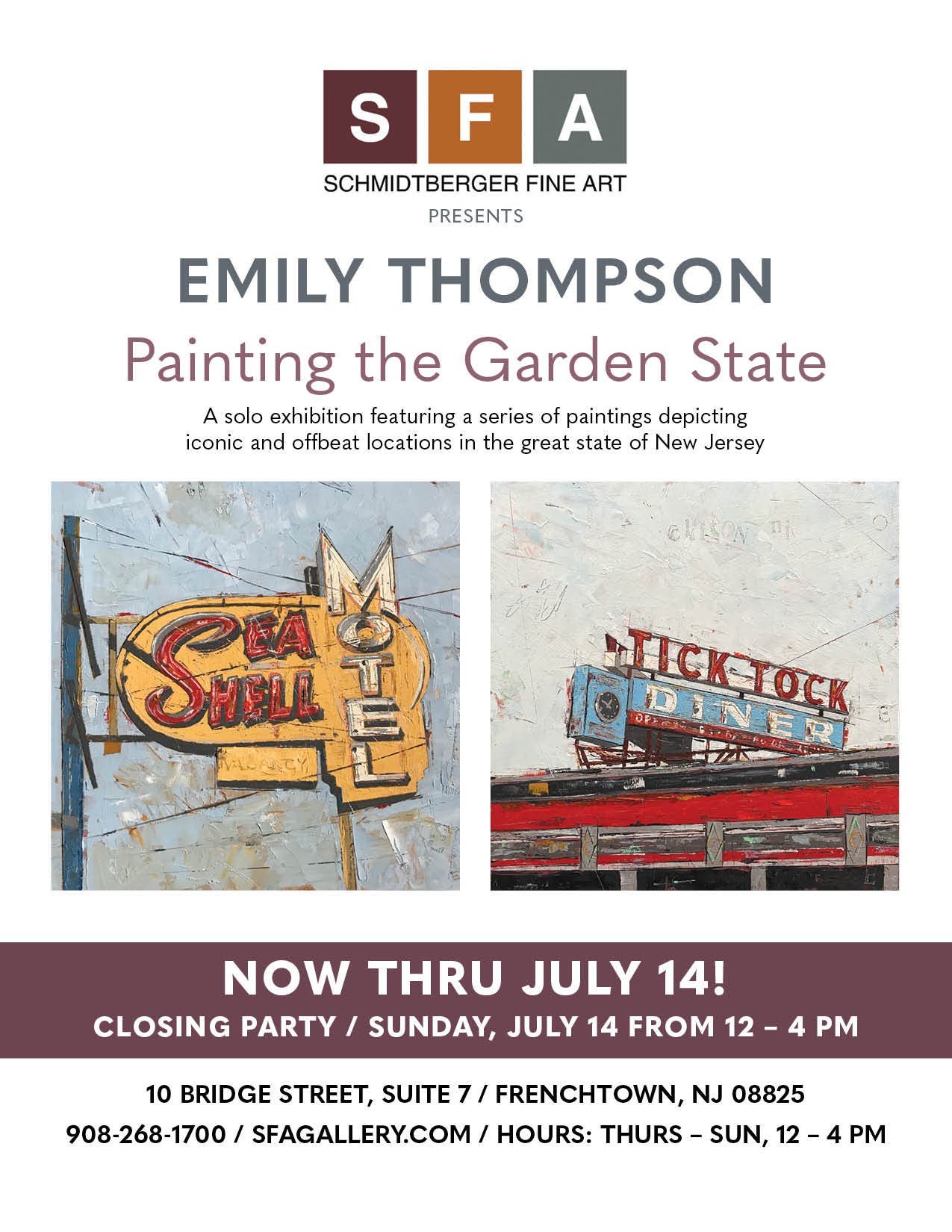 CLOSING RECEPTION for PAINTING THE GARDEN STATE SOLO EXHIBITION by EMILY THOMPSON
