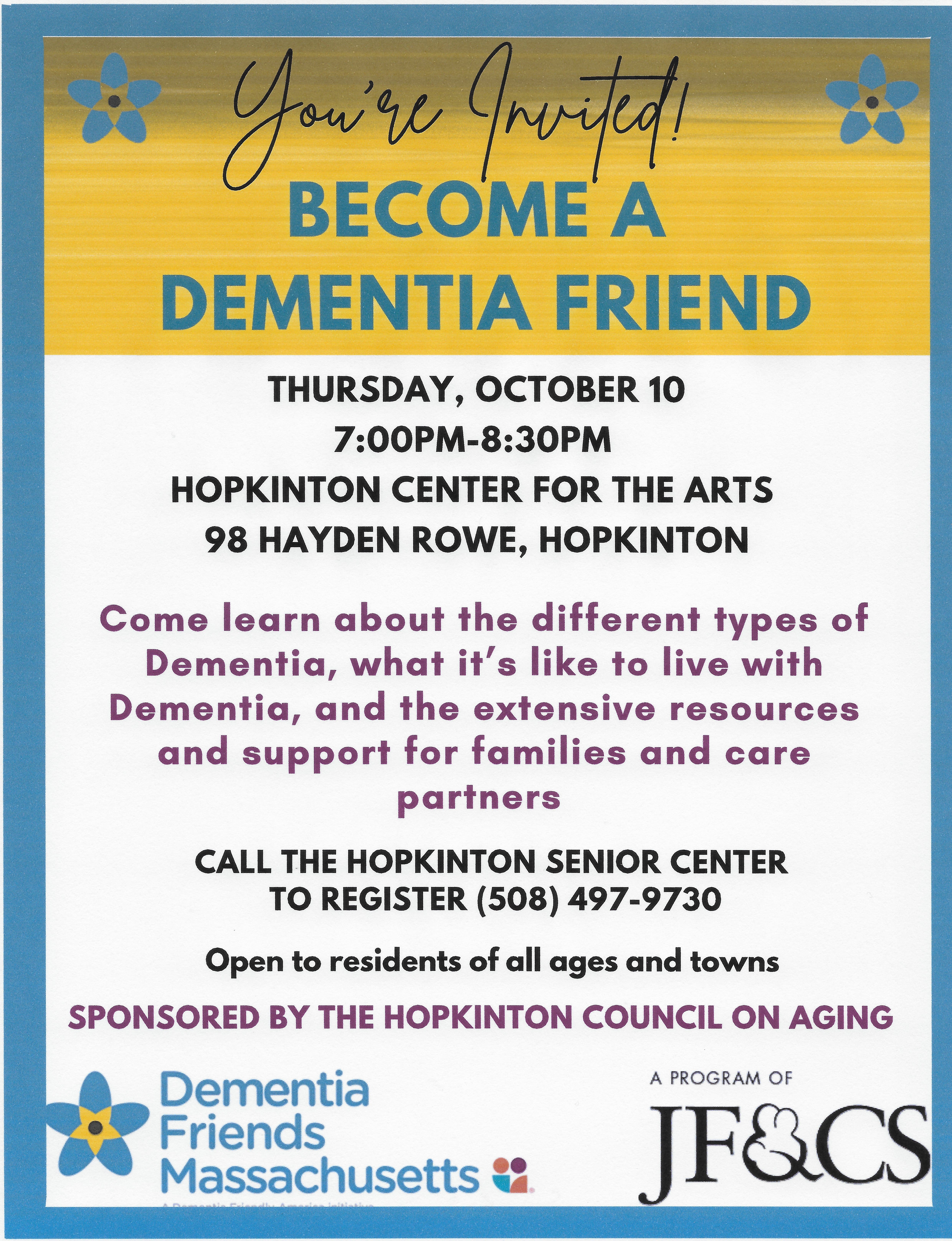 Learn about Dementia and become a Dementia Friend!