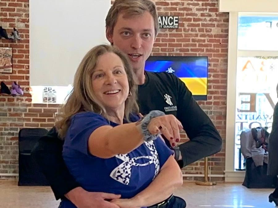 Sally Fabian-Oresic and Roman Doroshenko have been training for the event at the Fred Astaire Dance Studios in Doylestown.