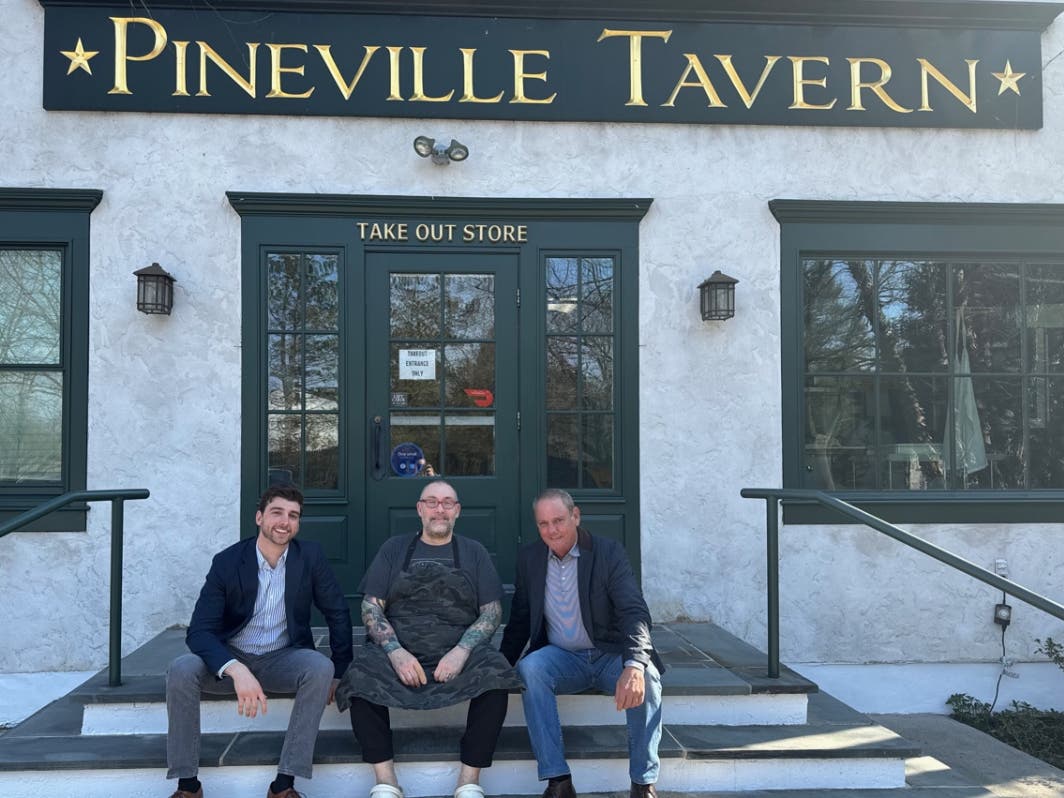 From left are Angelo Pizza, Chef Matthew Levin, and The Pineville Tavern’s owner Andrew Abruzzese.