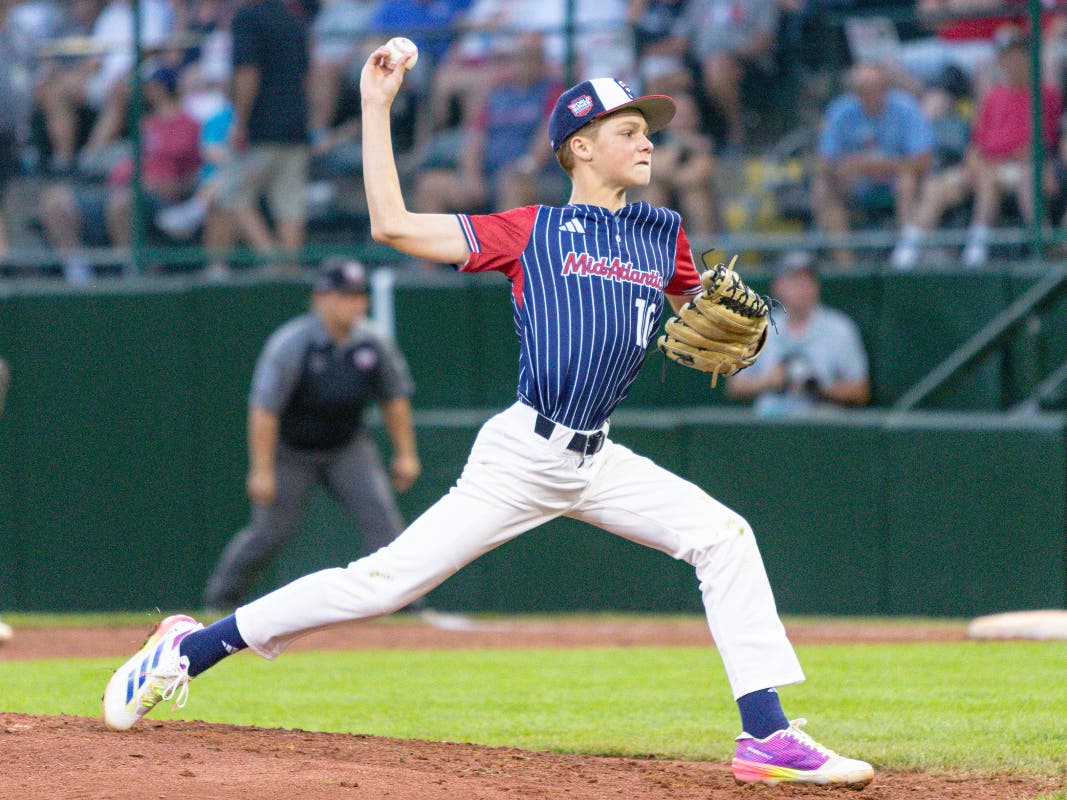 Council Rock Newtown's Saverio Longo in action on the pitcher's mound during Thursday's game against the Southwest Region.