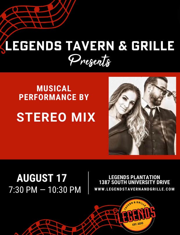 Live Performance by Stereo Mix at Legends Plantation