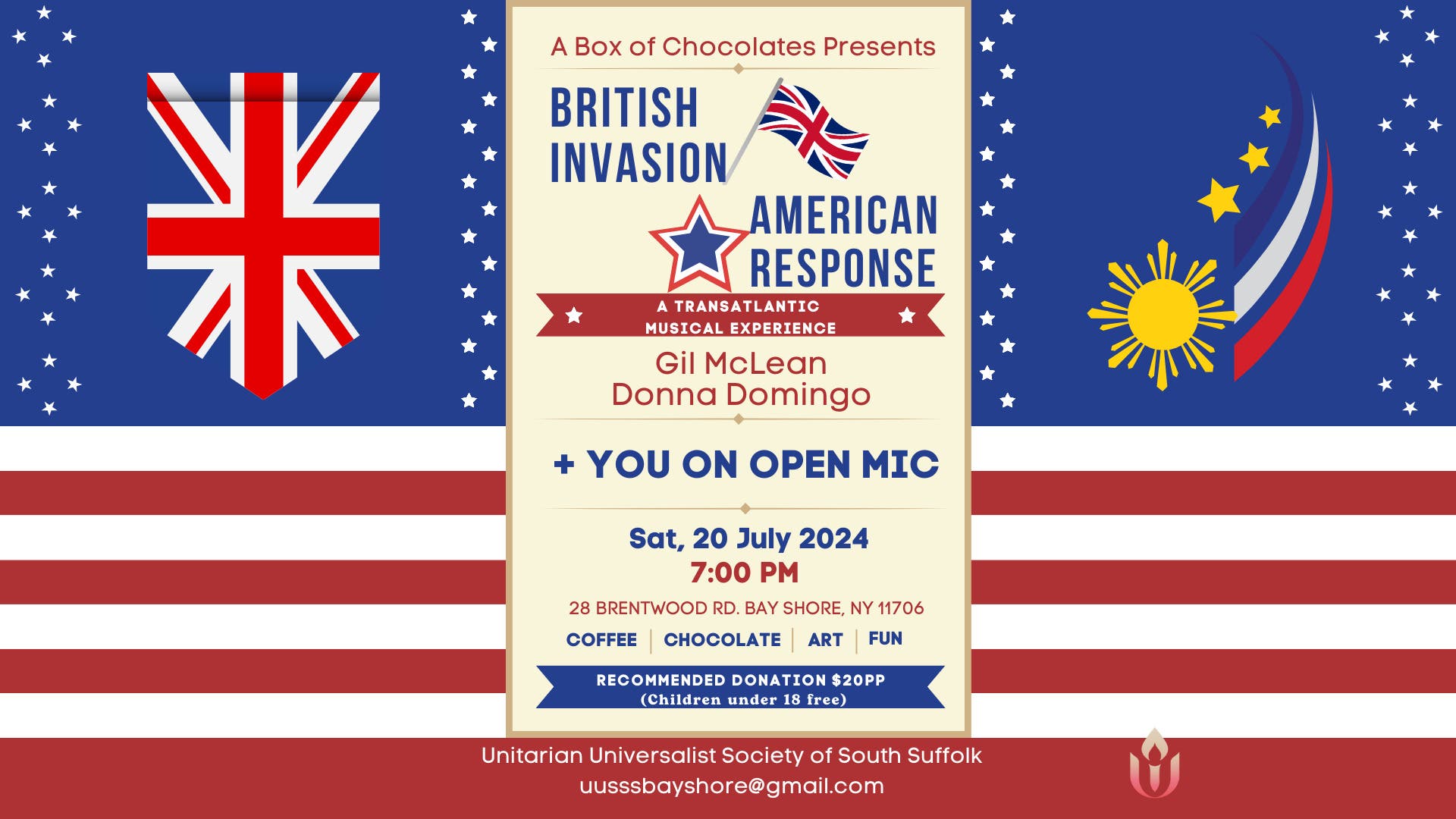 A Box of Chocolates "British Invasion - American Response" Musical Night + Open Mic 