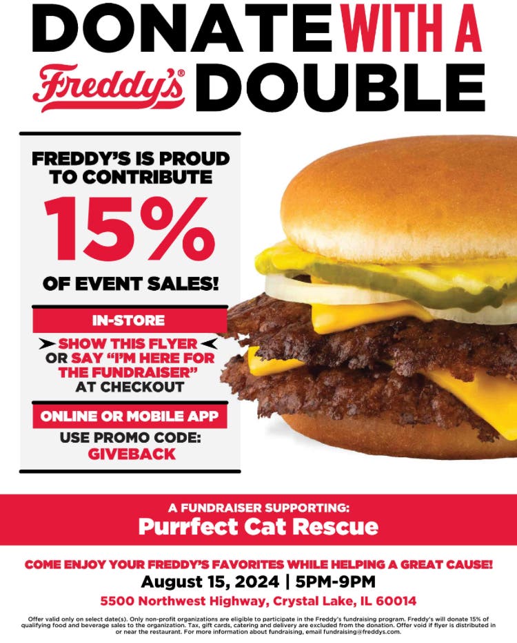 Purrfect Cat Rescue - Chow & Meow Fundraiser at Freddy’s in CL