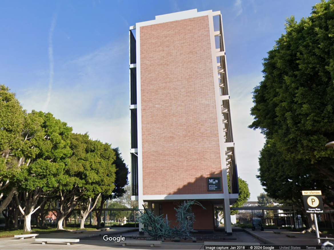 A 23-year-old man was found hanging in the stairwell of a building on the California State University, Long Beach campus, authorities said.