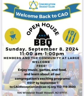 Open House BBQ, Congregation Ahavat Olam, Howell