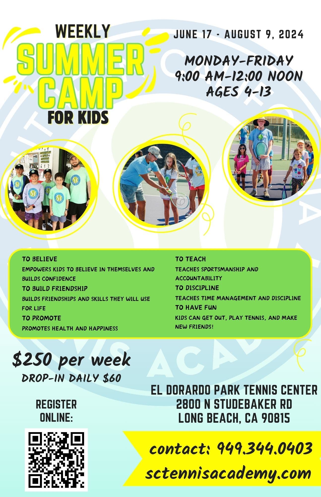 Weekly FUN Summer Tennis Camp for Kids in Long Beach