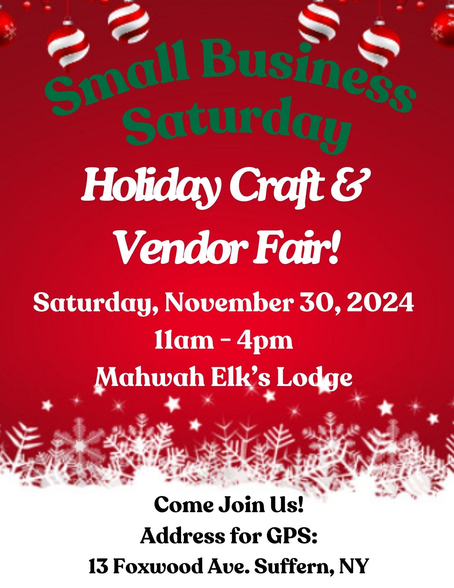 "Small Business Saturday" Holiday Craft & Vendor Fair