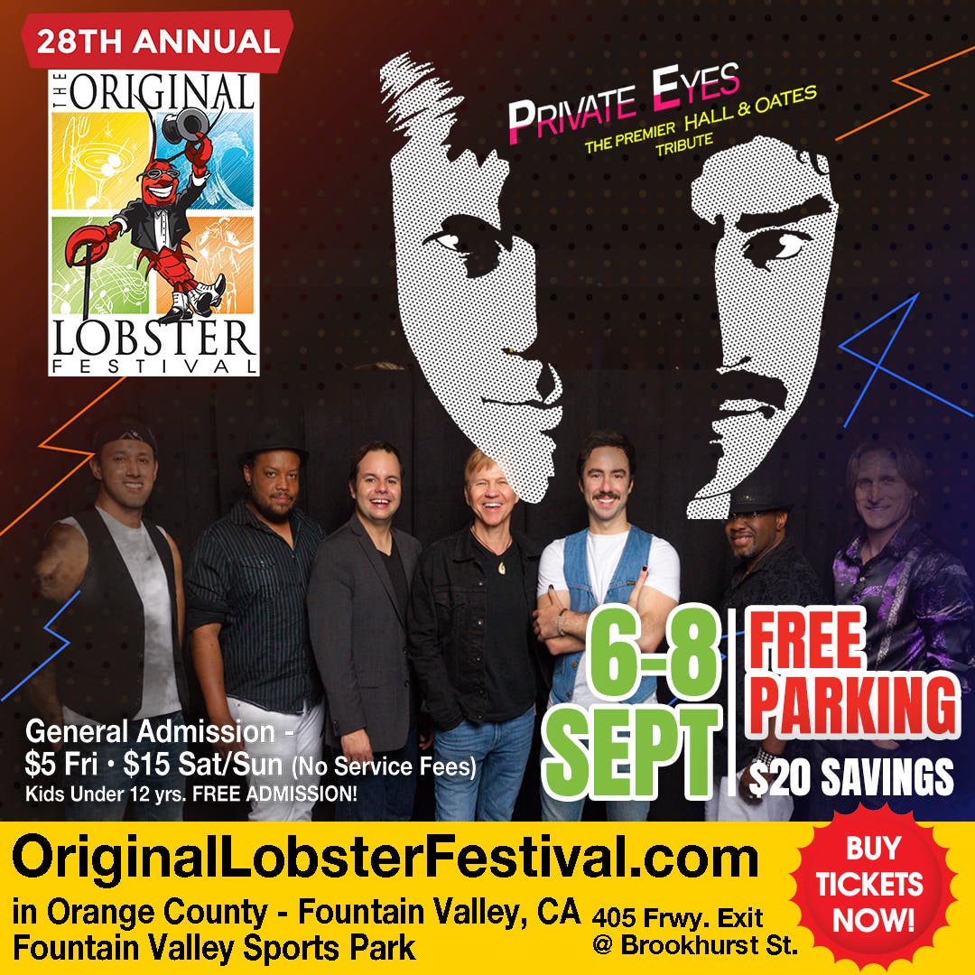 Private Eyes Sept. 7 Live - Original Lobster Festival at FV Sports Park - $15 Admission - Free Parki