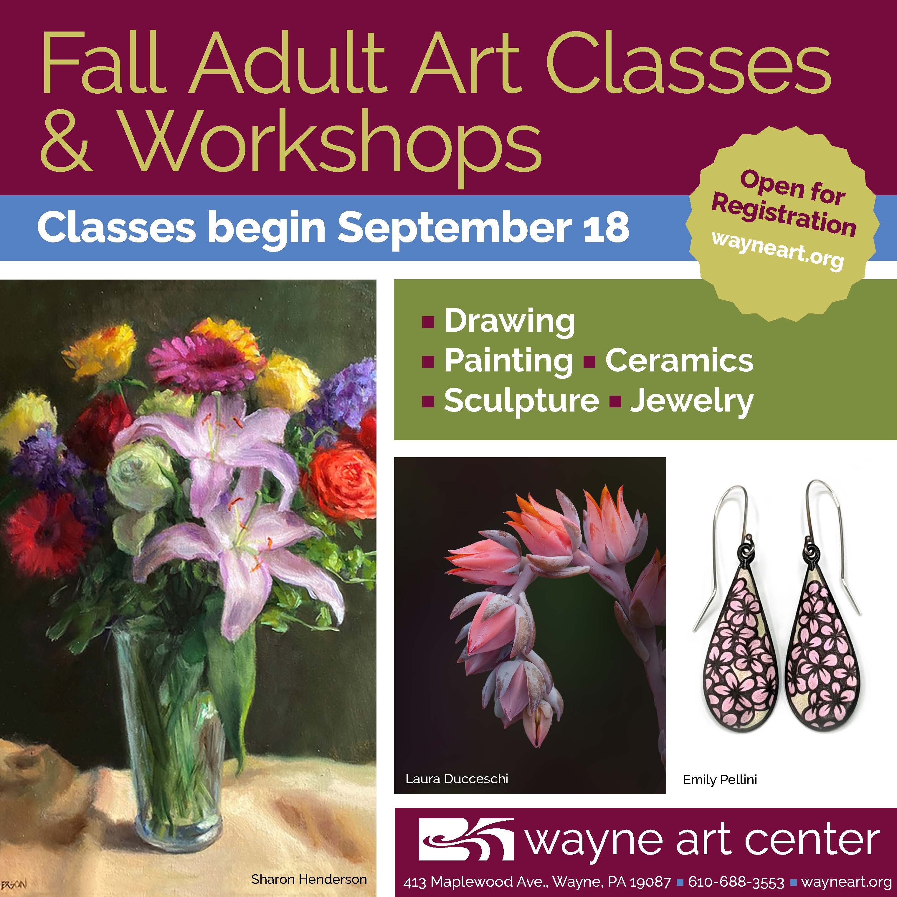 Register Now for Adult Art Classes & Workshops 