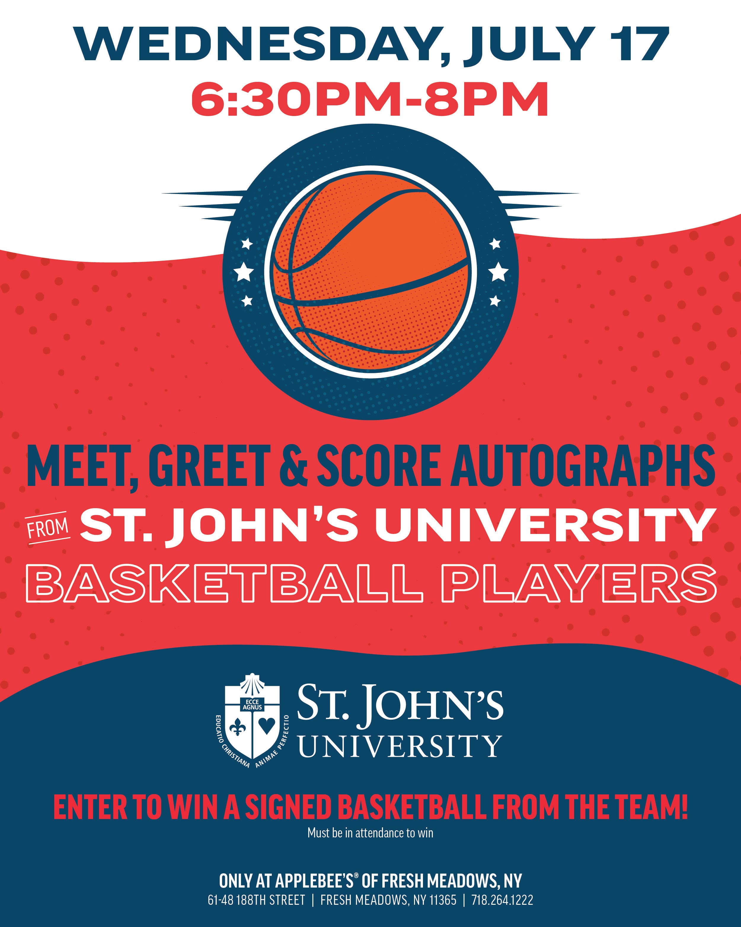 St. John’s Men’s Basketball Team Fan Meet & Greet and Autograph Signing at Applebee’s