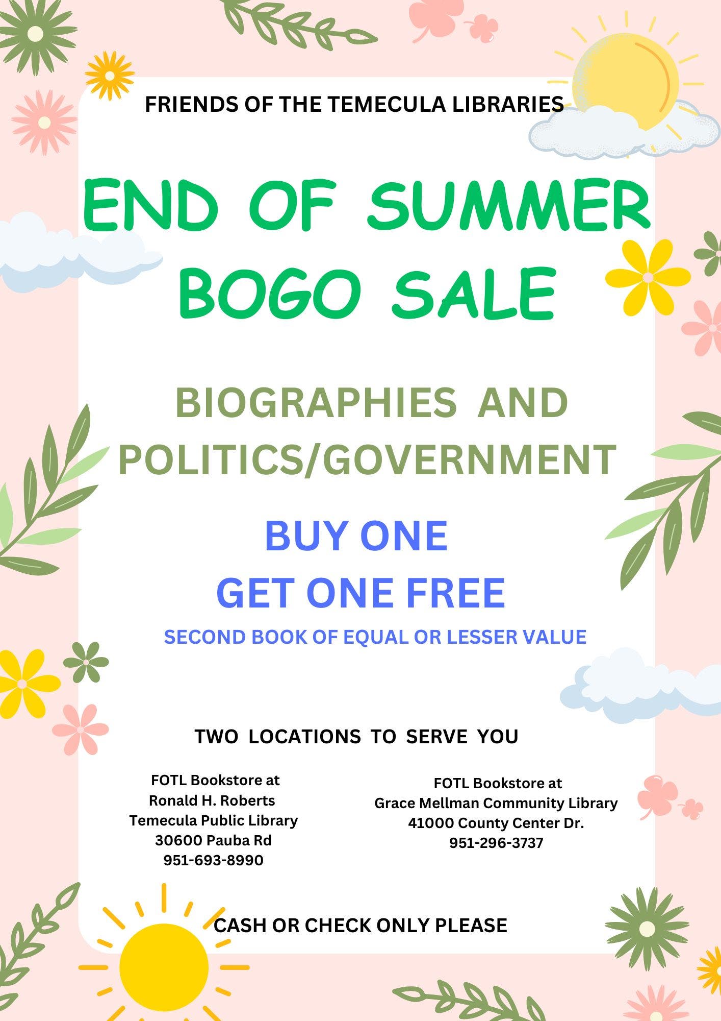 Buy One Book, Get One Free Sale!