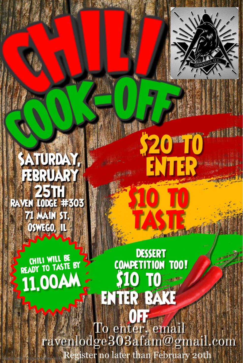 Chili cook-off and dessert bake-off