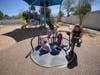 Chanen Preschool kids enjoying the many recreational opportunities available at The Bandler Family Park and Field at Congregation Beth Israel.