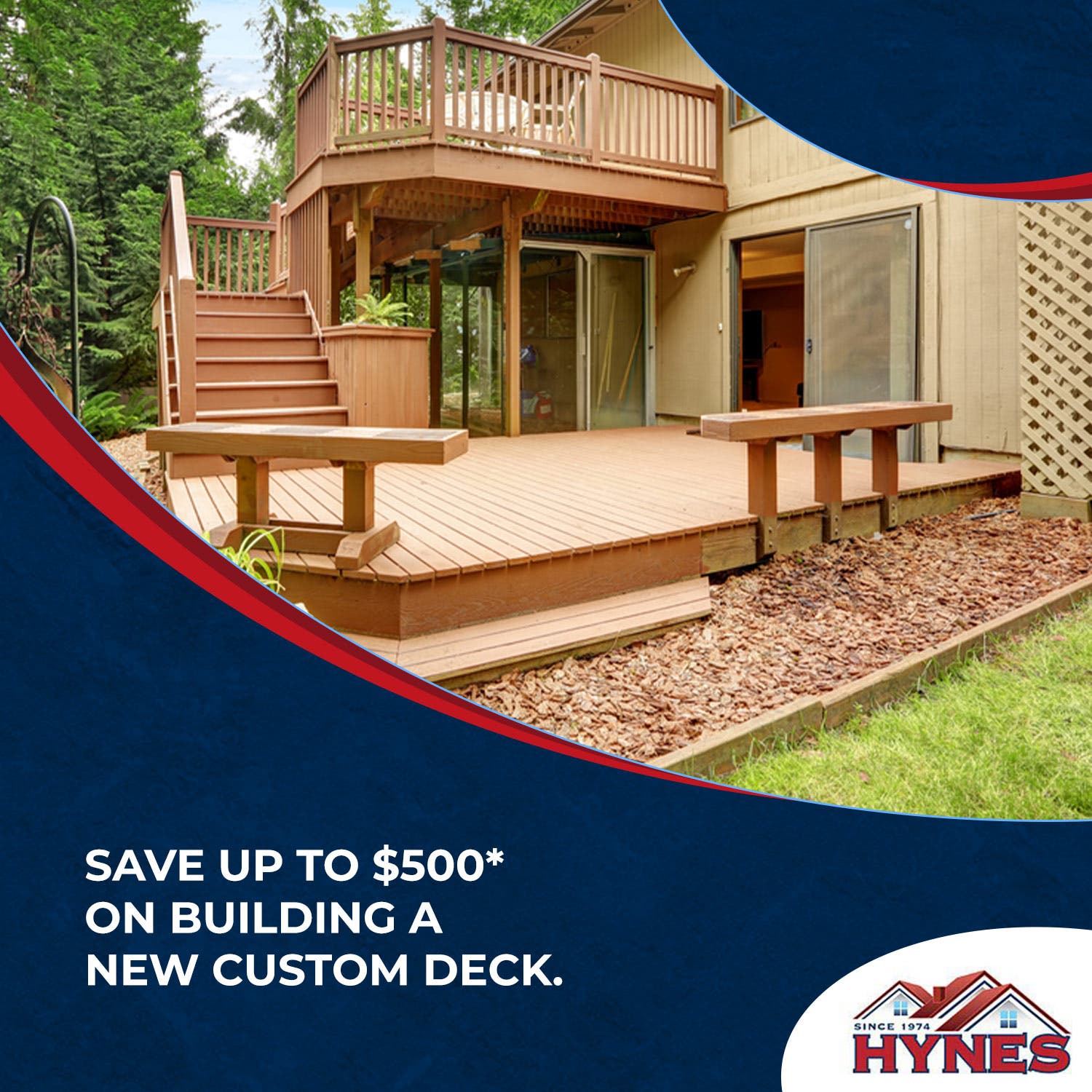 Save up to $500* on building a new custom deck