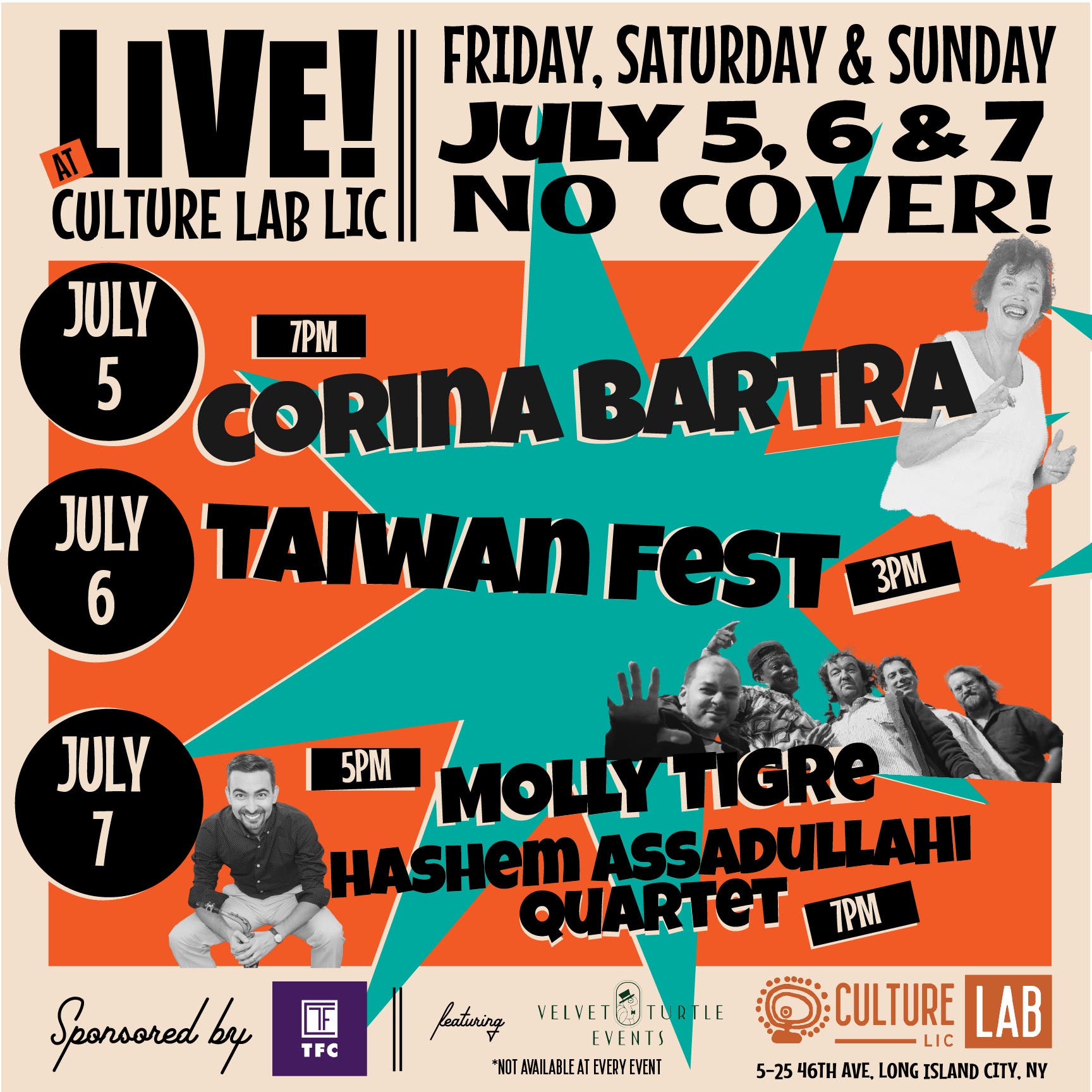 LIVE! at Culture Lab LIC - Molly Tigre, Hashem Assadulahi - July 7