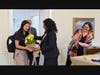 Julianne Chan (left) is surprised by Rutgers–New Brunswick Chancellor Francine Conway on winning a Udall Undergraduate Scholarship along with J.D. Bowers, dean of the Honors College, and Anne Wallen, director of the Office of Distinguished Fellowships.