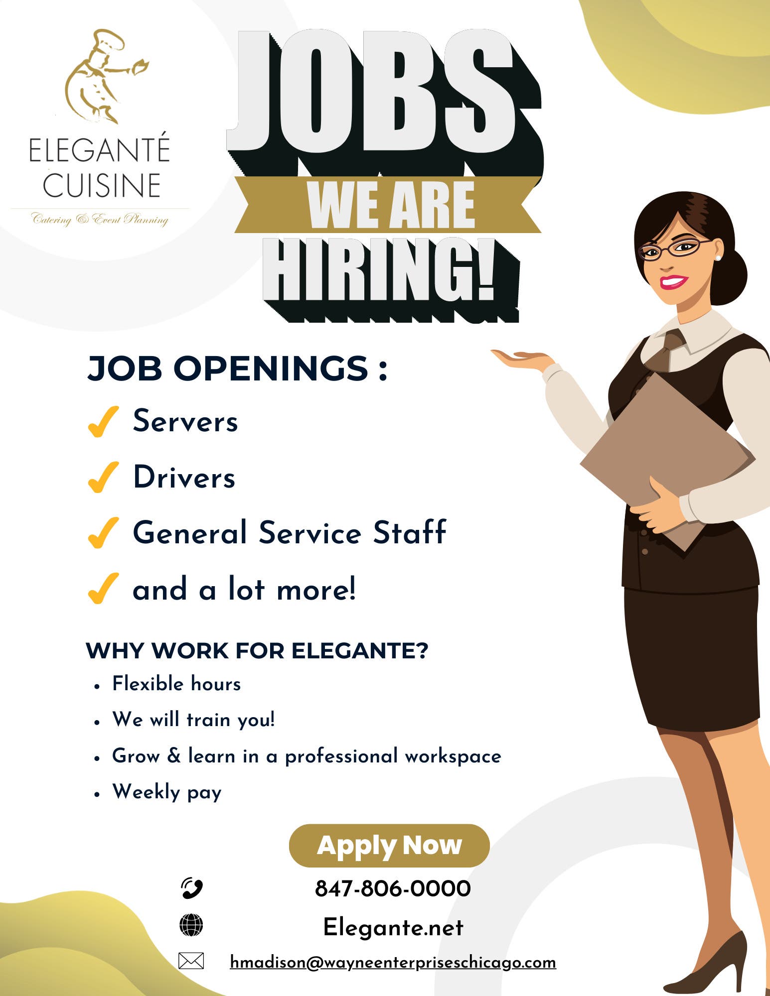 Elegante Cuisine is hiring!