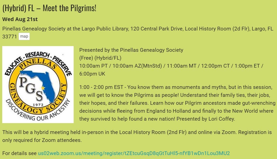 GENEALOGY - Meet the Pilgrims!