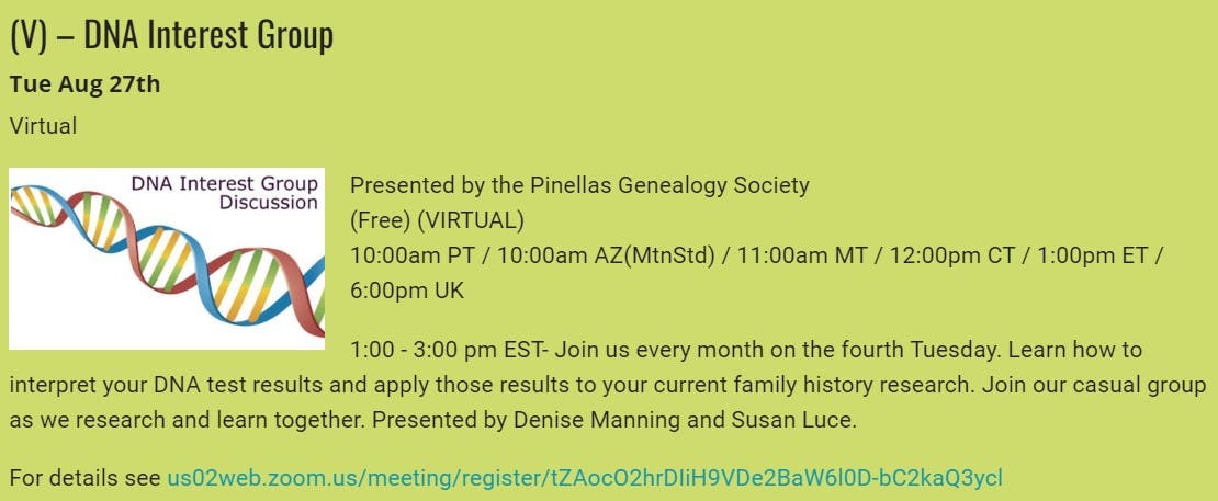 GENEALOGY - DNA Interest Group