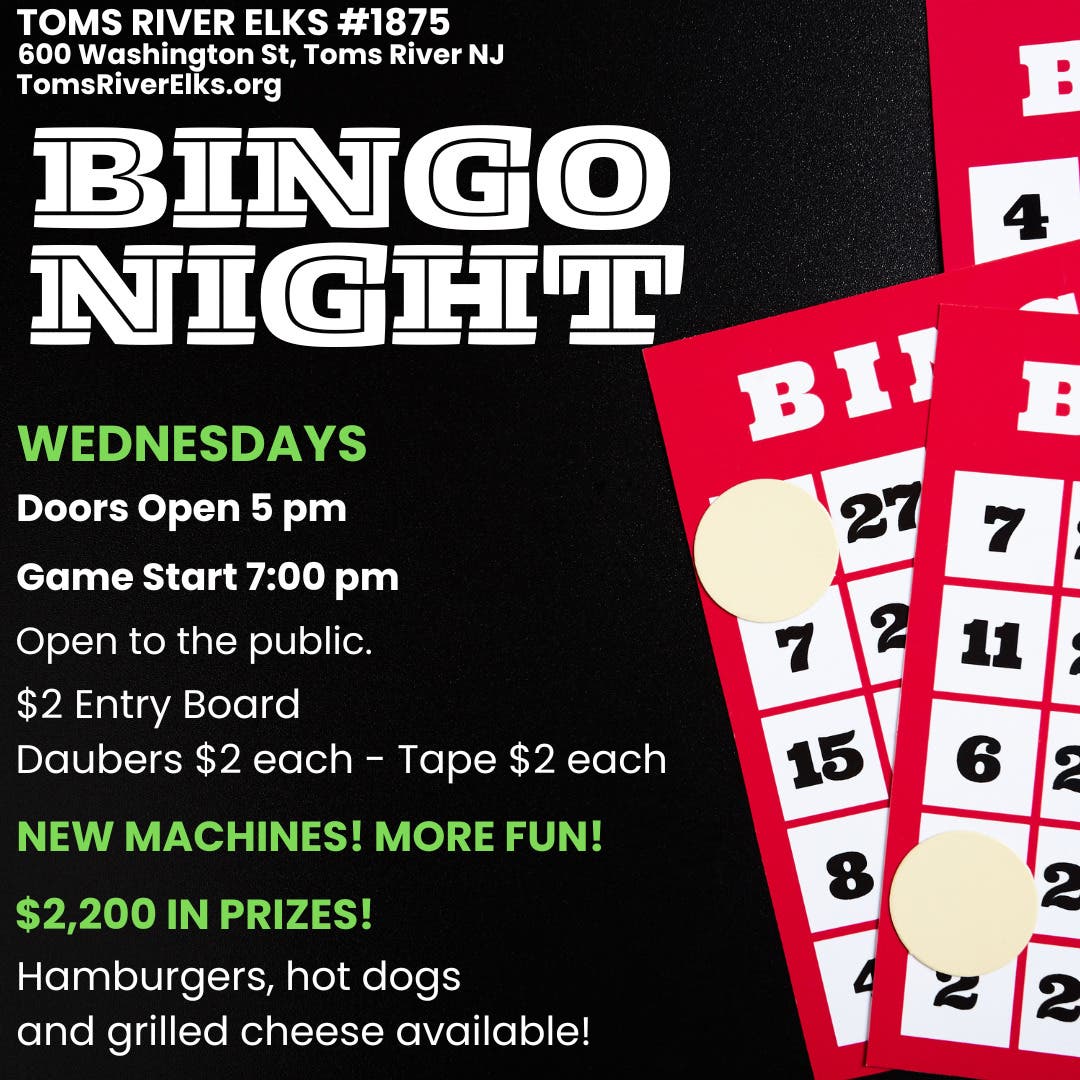 Toms River Elks Wednesday Night Bingo