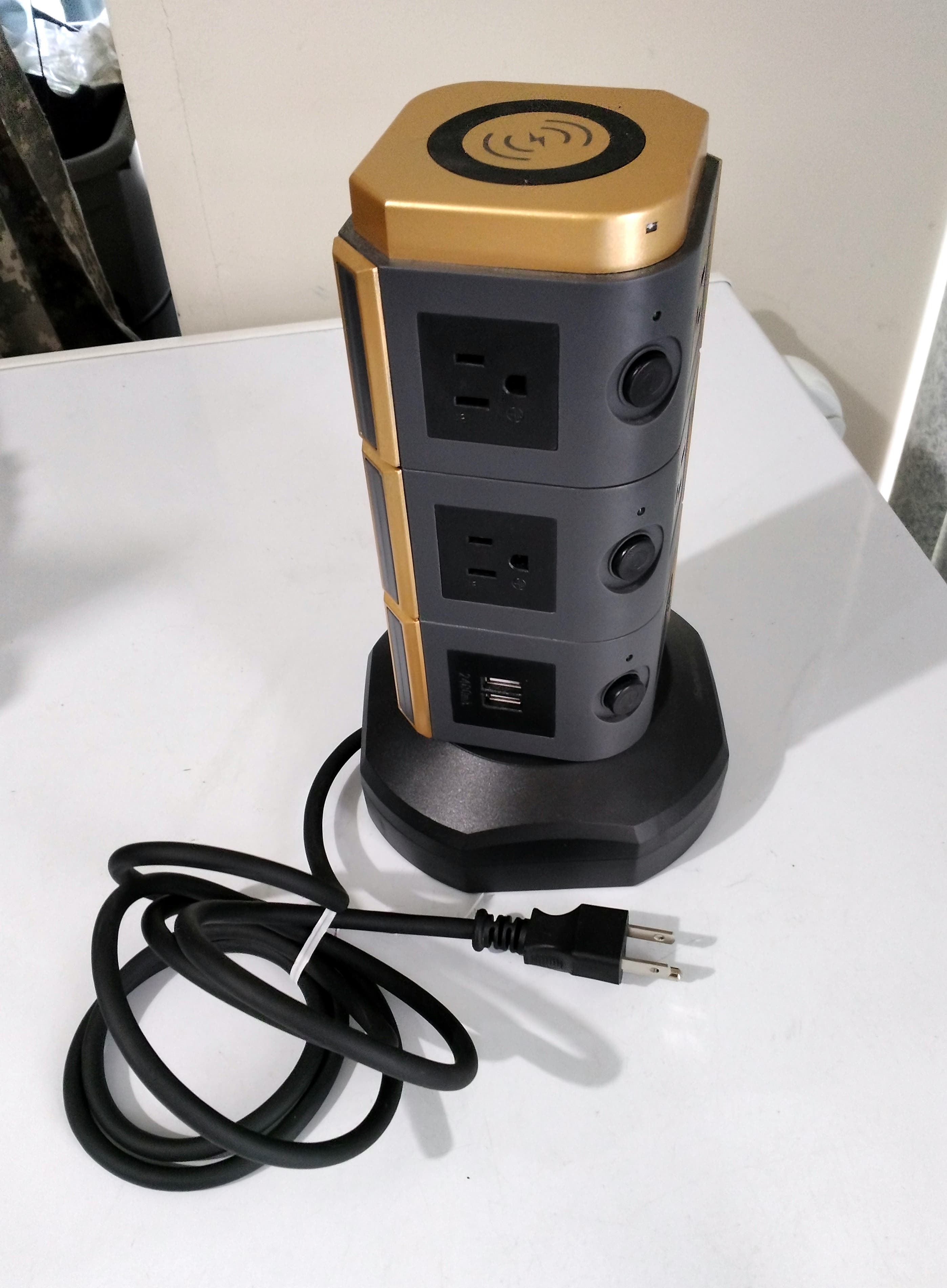 Rotating power Tower 4 USB and 10 outlets plus Wireless Charging $16.00