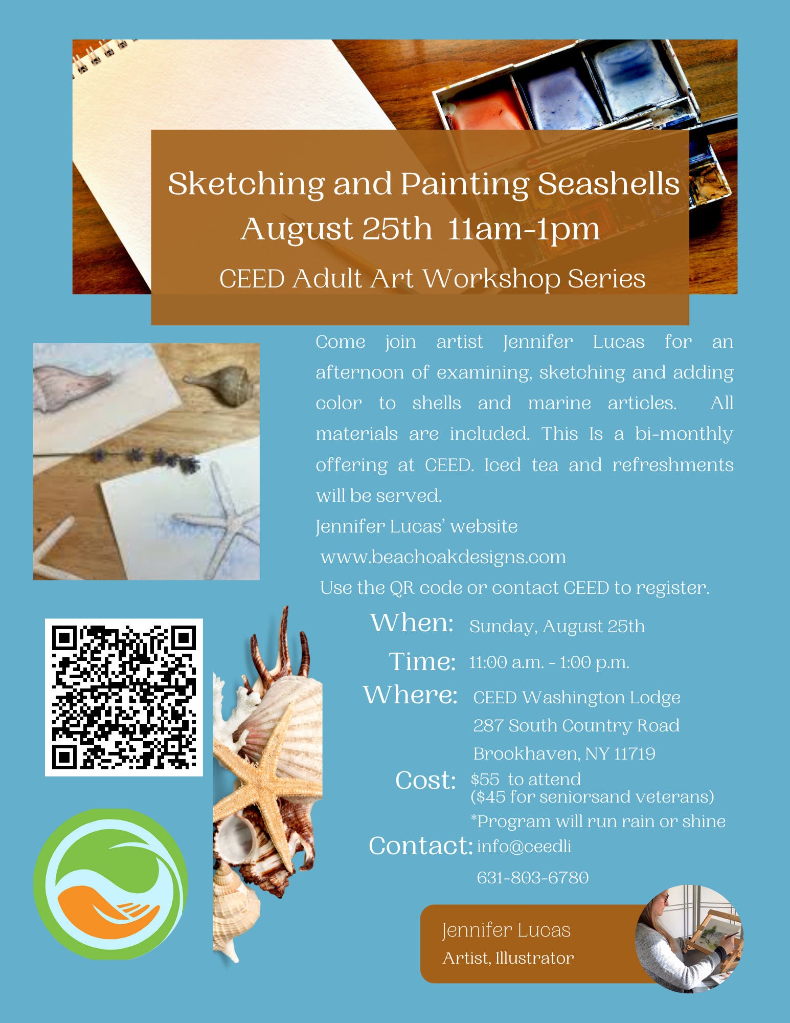 Sketching and Painting Shells with Watercolor Workshop 