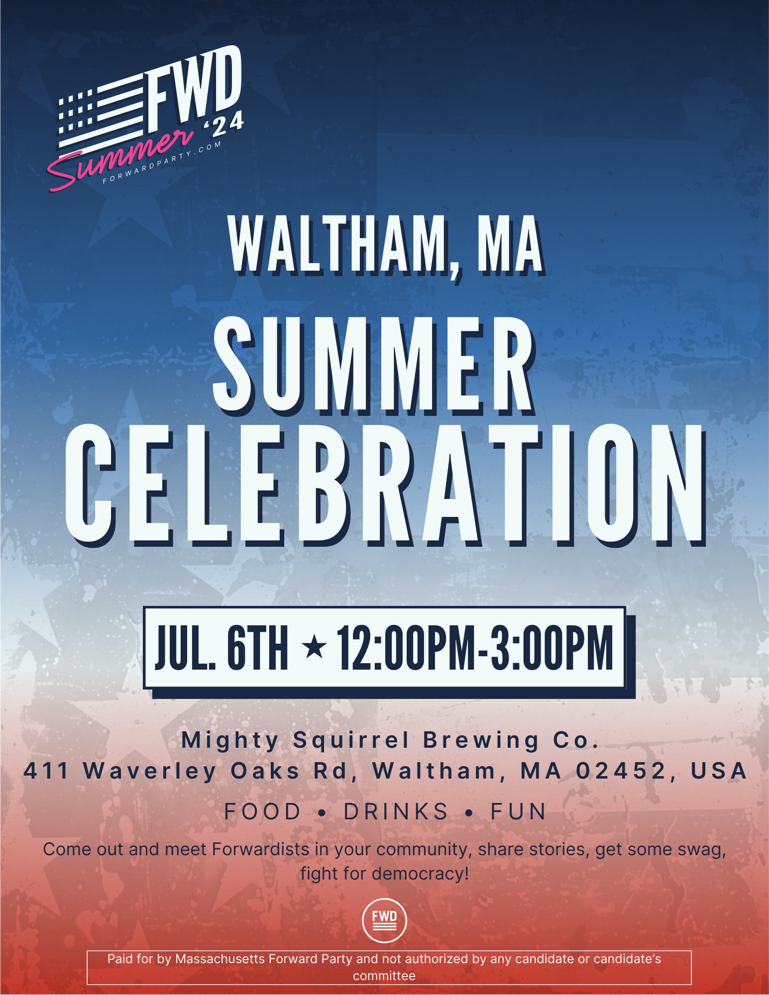 Forward Party: Massachusetts Summer Celebration