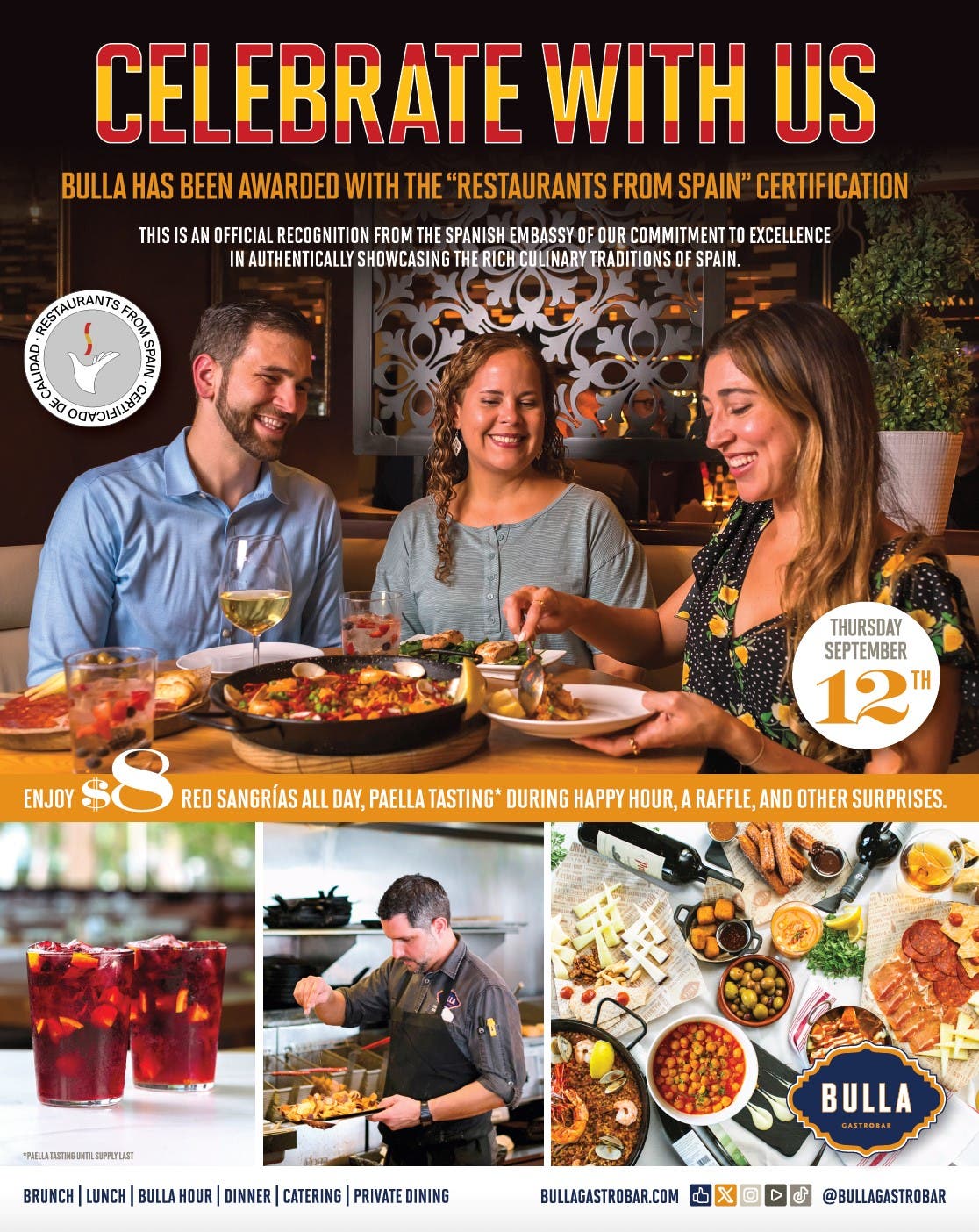 September 12: Celebrate Bulla Gastrobar's "Restaurants from Spain" Certification.