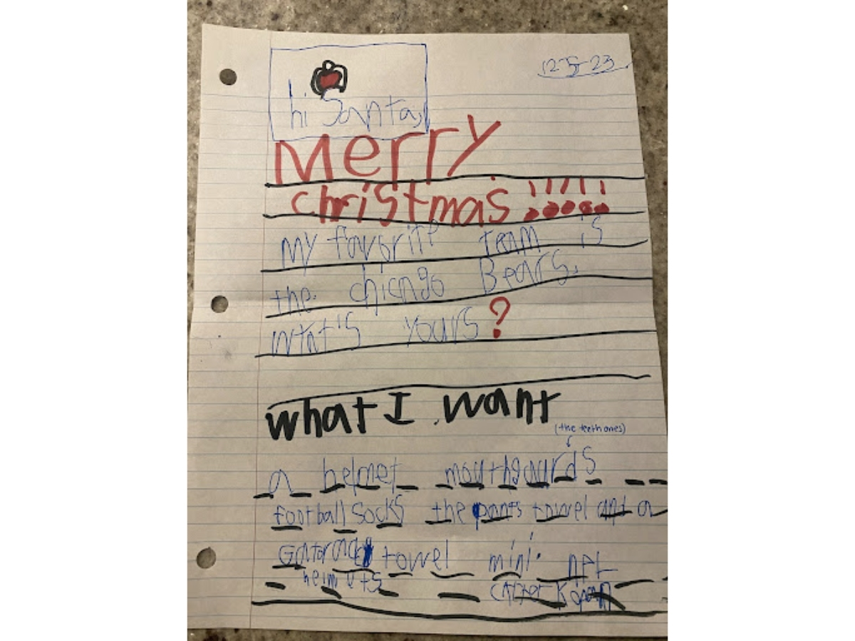 Tinley Chicago Bears Fan, 7, Asks Santa: What's Your Favorite Team?