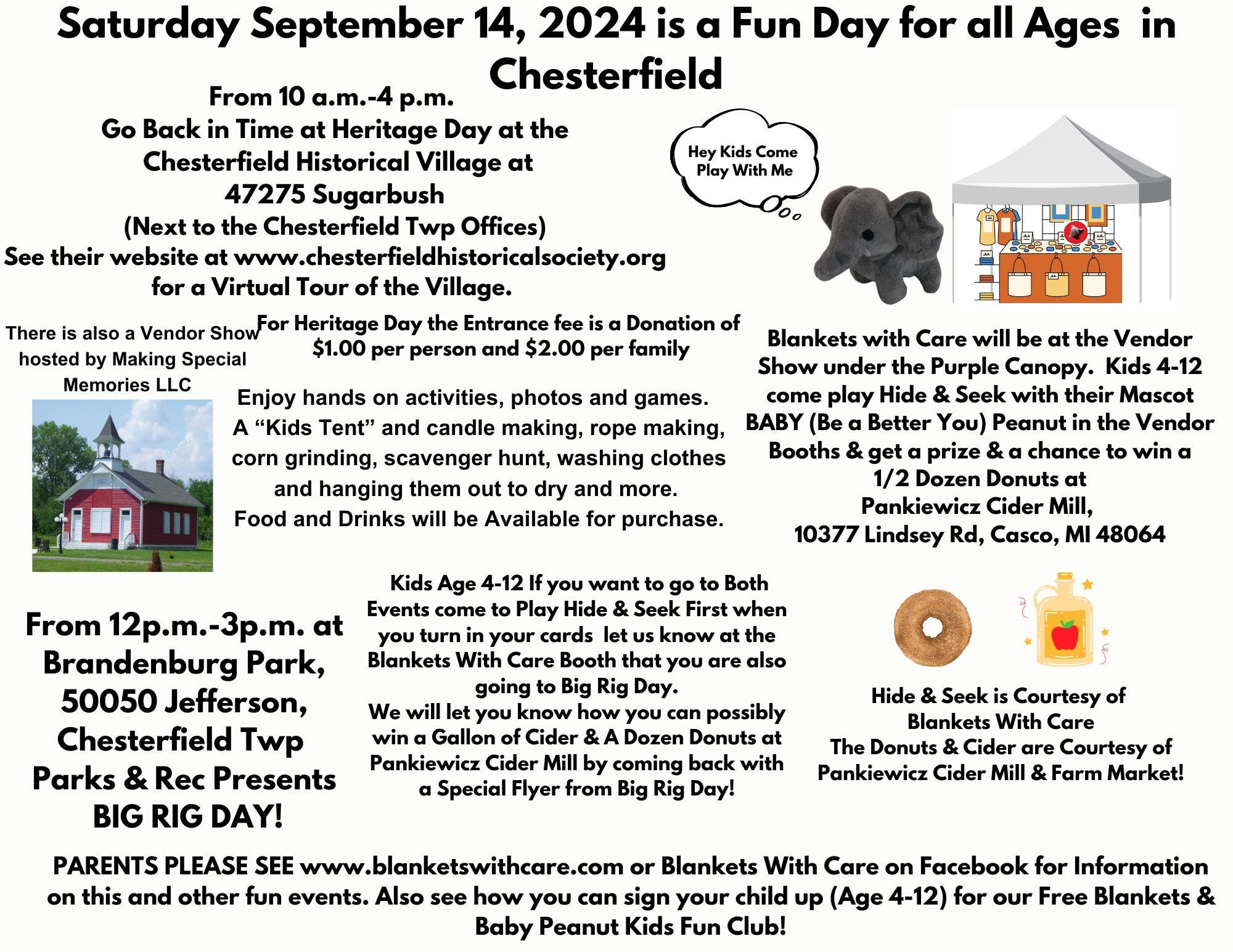 Two Great Events for Kids in Chesterfield   Heritage Day & Big Rig Day  see www.blanketswithcare.com