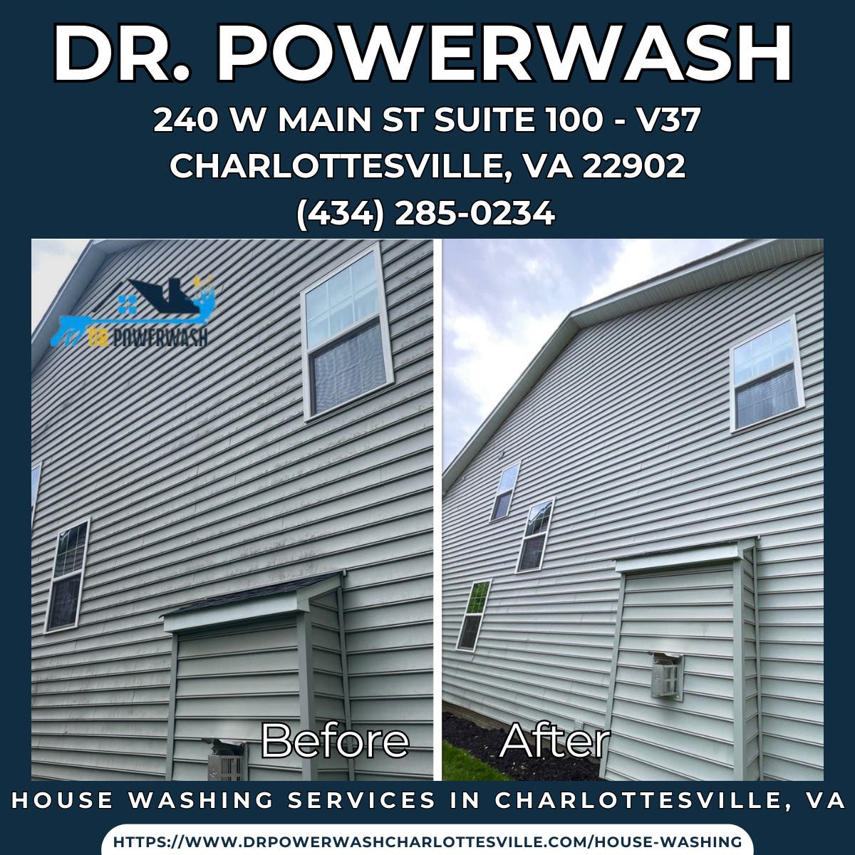 House Washing Services in Charlottesville, VA - Dr. Powerwash